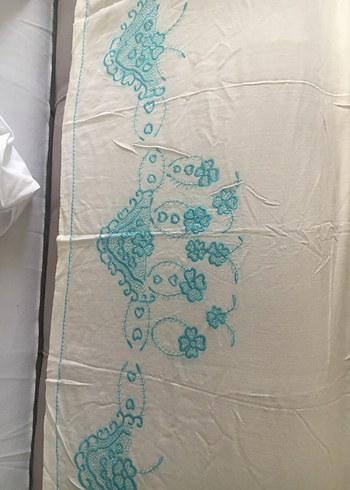 Turkuaz Nakışlı Kara makinada işlenmiş - Görsel 2