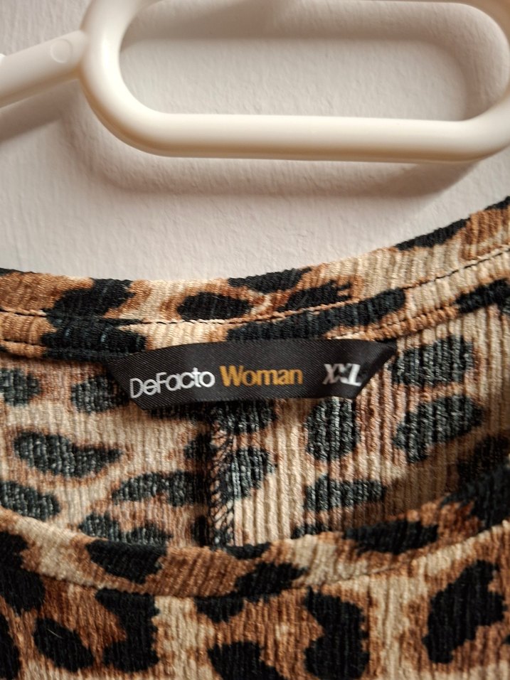 Kahverengi Leopar Desenli Uzun Kollu Mini Elbise - Görsel 4