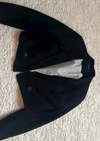 Kadın Siyah Düğmeli Blazer Ceket