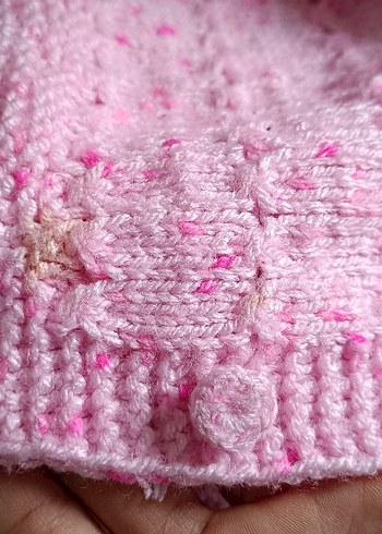 Diğer Kız Çocuk Pembe Örgü Hırka Kapüşonlu