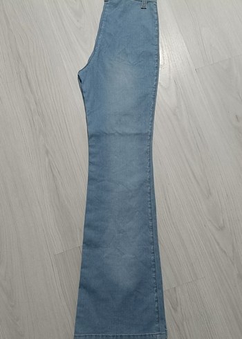 Pastel Mavi Bol Paça Kadın Kot Pantolon - Görsel 2