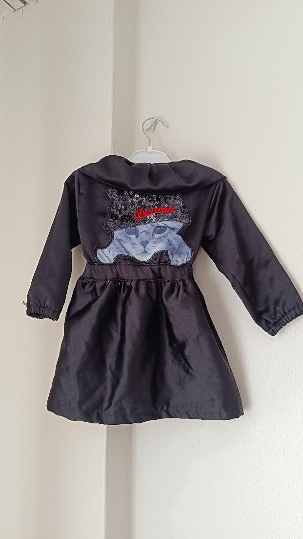 Kız Çocuk Siyah Saten Ceket - Görsel 2