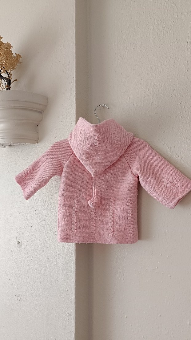 Kız Çocuk Pembe Kapüşonlu Triko Hırka - Görsel 2