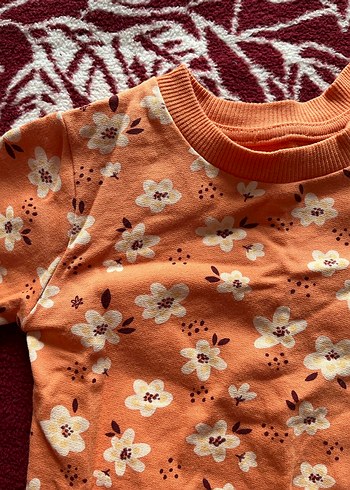 Kız Çocuk Çiçek Desenli Uzun Kollu Sweatshirt - Görsel 2