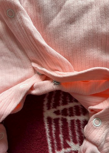 Pembe Örgü Bebek Kız Tulum ve Şapka - Görsel 3