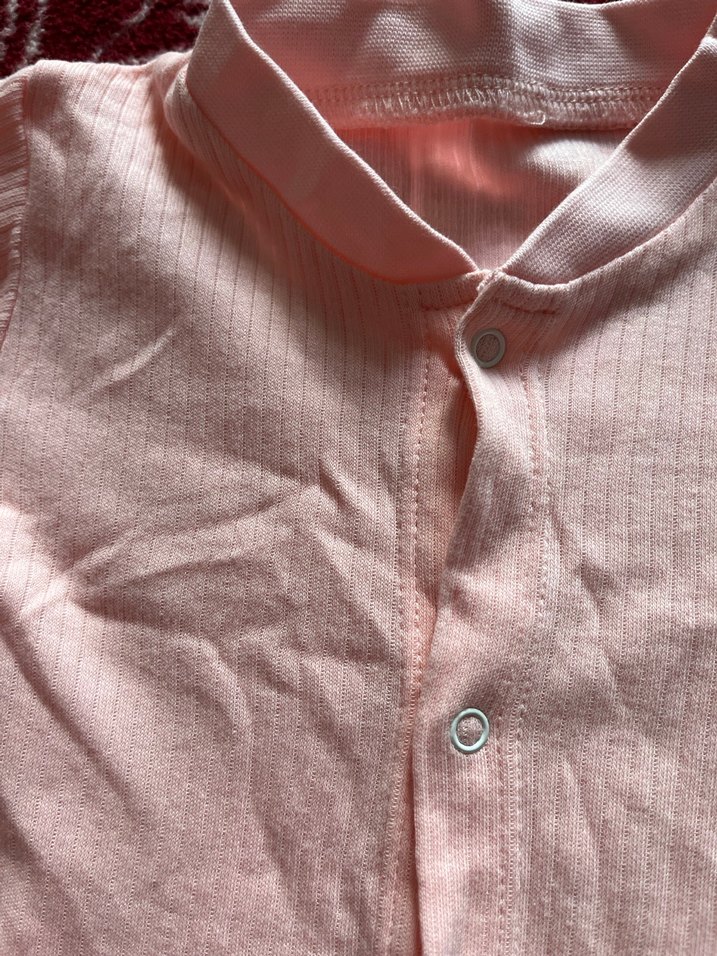 Pembe Örgü Bebek Kız Tulum ve Şapka - Görsel 2