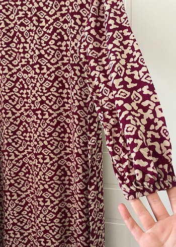 Fuşya renk  Bohem Uzun  Desenli Elbise - Görsel 2