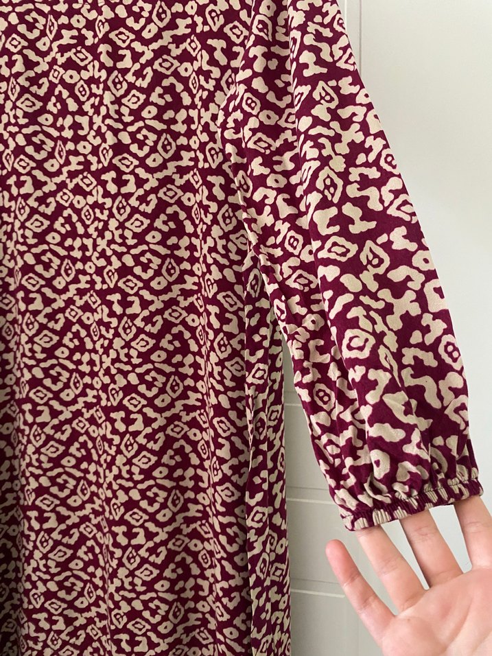 Fuşya renk  Bohem Uzun  Desenli Elbise - Görsel 2