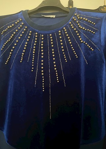 Mood basic marka Lacivert Taşlı Kadife takım - Görsel 3