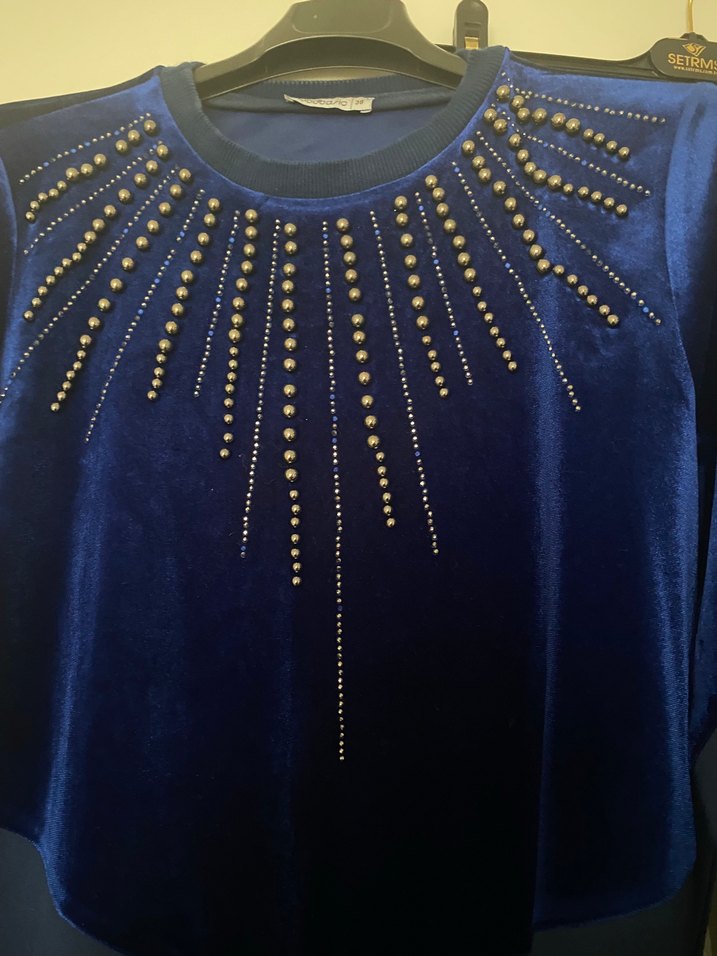 Mood basic marka Lacivert Taşlı Kadife takım - Görsel 3