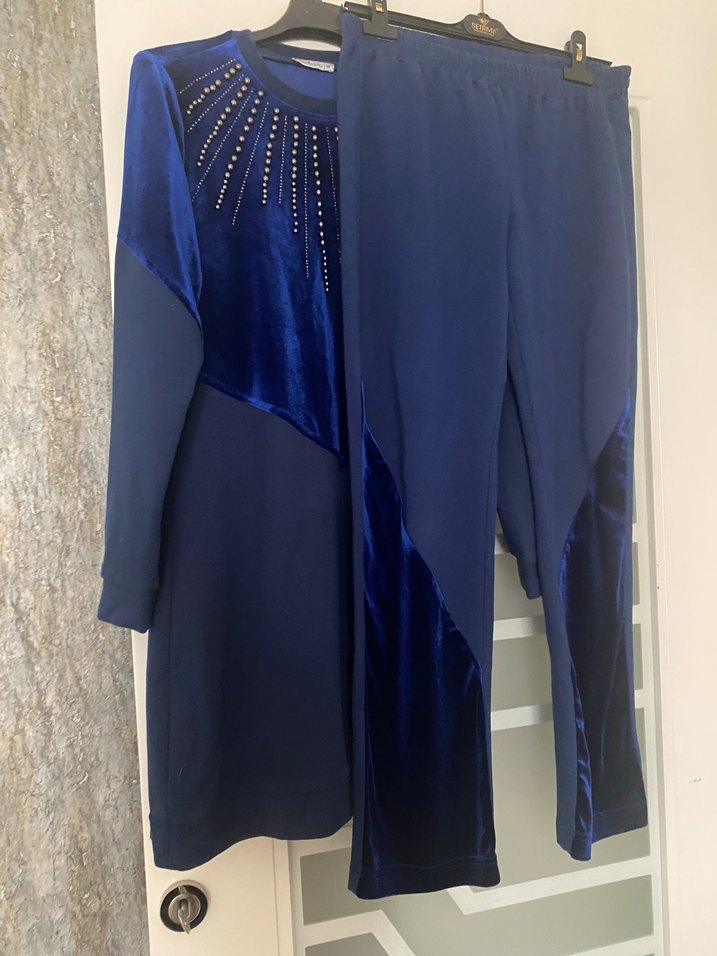 Mood basic marka Lacivert Taşlı Kadife takım - Görsel 4