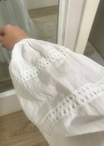 Uzun Kollu Bohem Beyaz Keten Elbise(butik ürünü) - Görsel 3