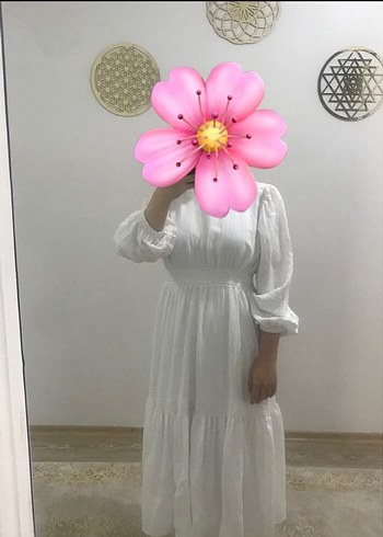 Uzun Kollu Bohem Beyaz Keten Elbise(butik ürünü) - Görsel 4