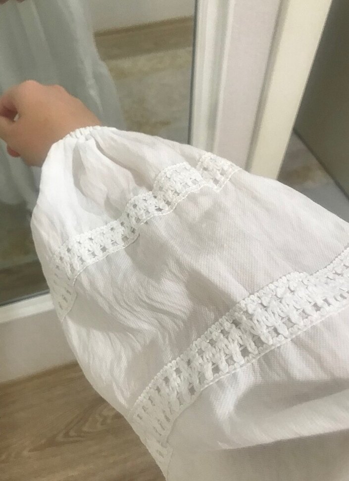 Uzun Kollu Bohem Beyaz Keten Elbise(butik ürünü) - Görsel 3