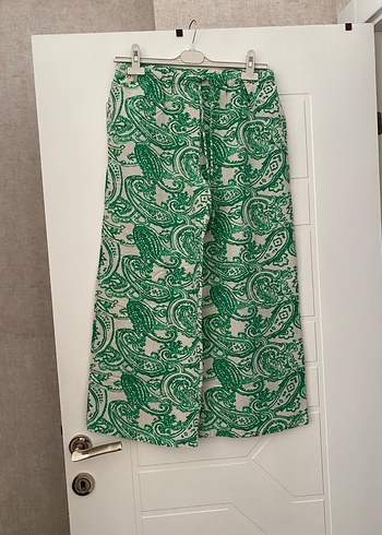 Yeşil Desenli Keten Kimono Takım - Görsel 2