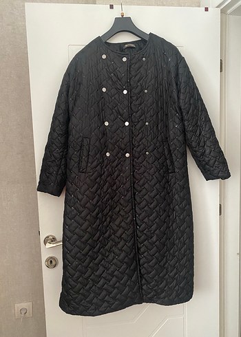 Setrms marka Siyah Düğmeli Pul işlemeli Şık Kapitone Mont - Görsel 2