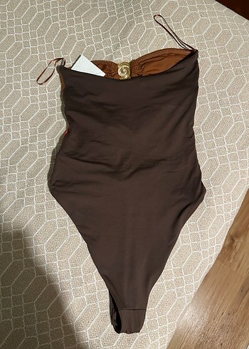 Zara ZARA Kahverengi Kemer Detaylı Straplez Mayo