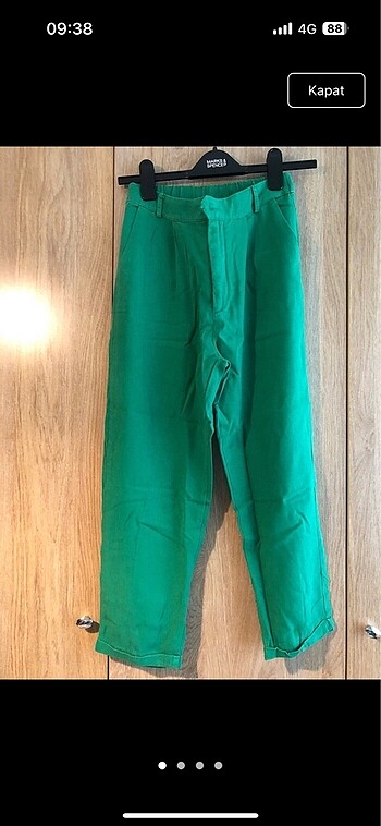 s Beden Koton Beyaz Jean Şort ve Yeşil Pantolon