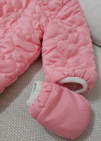 Kapüşonlu Fermuarlı Pembe Bebek astronot mont - Görsel 4