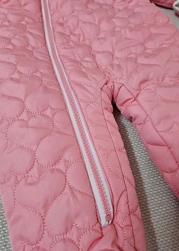 Kapüşonlu Fermuarlı Pembe Bebek astronot mont - Görsel 3