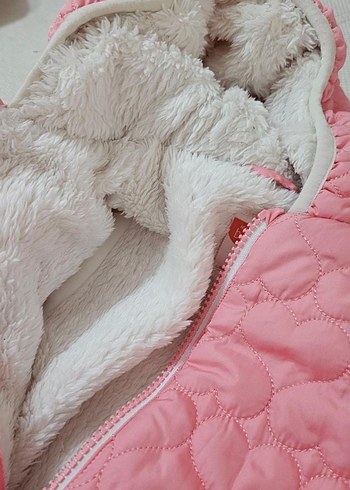 Kapüşonlu Fermuarlı Pembe Bebek astronot mont - Görsel 5