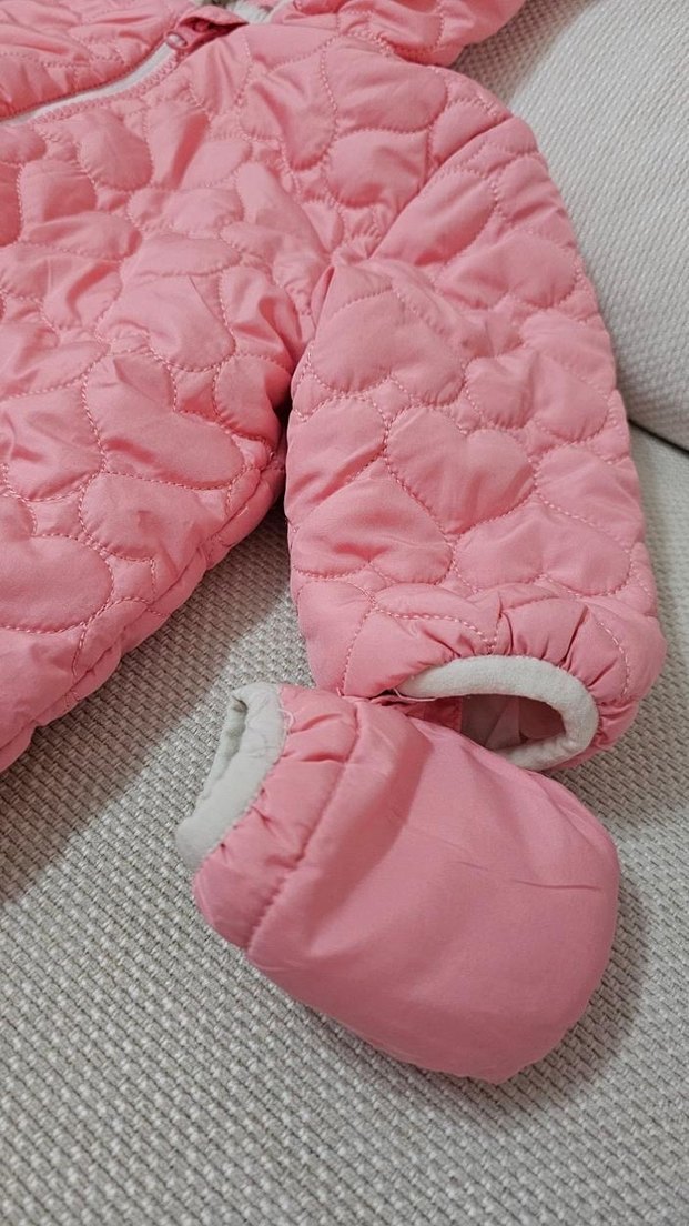 Kapüşonlu Fermuarlı Pembe Bebek astronot mont - Görsel 4