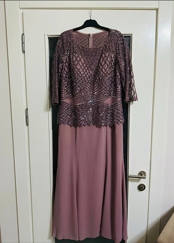 İşlemeli Dantel Uzun Abiye Elbise - Görsel 3