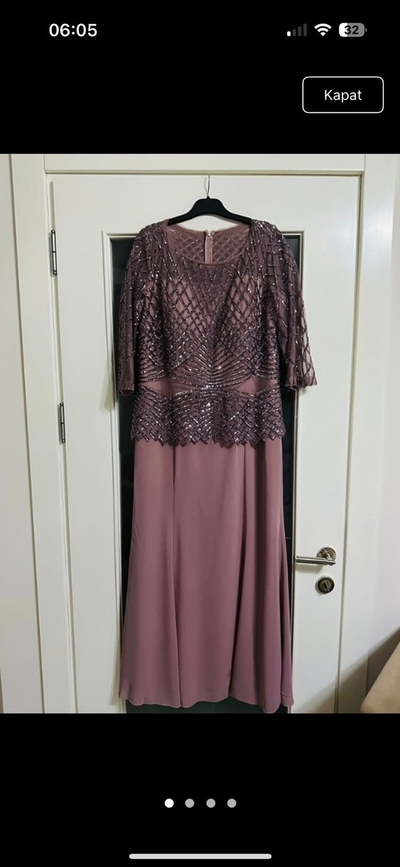 İşlemeli Dantel Uzun Abiye Elbise - Görsel 3