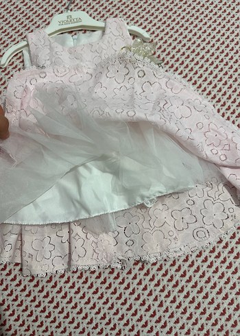 Dantel İşlemeli Pembe Kız Çocuk Elbisesi - Görsel 2