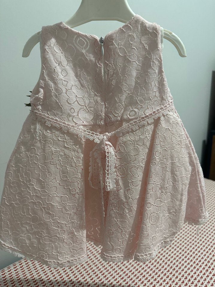 Dantel İşlemeli Pembe Kız Çocuk Elbisesi - Görsel 4