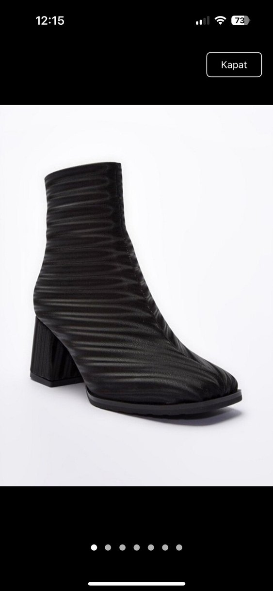 Kadın Siyah Çizgili Pilili Topuklu Bot - Görsel 4