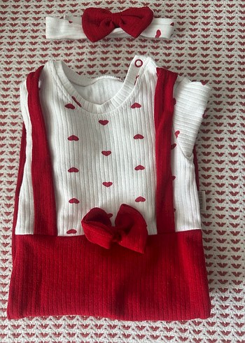 Kırmızı Fiyonklu Bebek Kız Tulum - Görsel 3