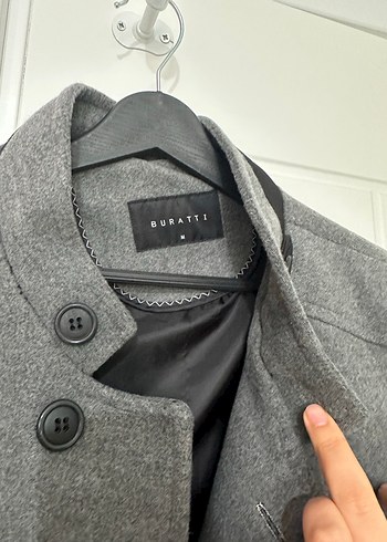 Gri Düğmeli Erkek Kaban - Görsel 2