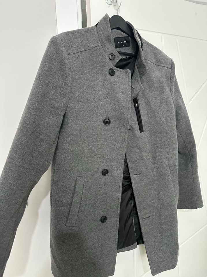 Gri Düğmeli Erkek Kaban - Görsel 3