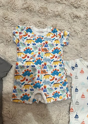 Gri Desenli Kısa Kollu Erkek Bebek Tulum - Görsel 5