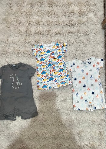 Gri Desenli Kısa Kollu Erkek Bebek Tulum - Görsel 2