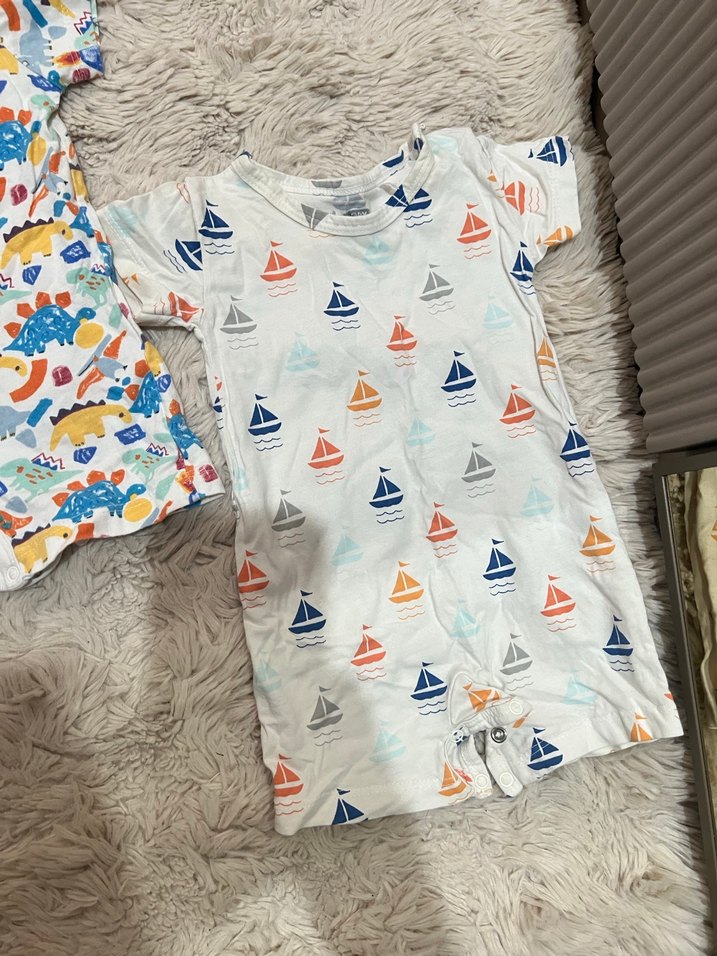 Gri Desenli Kısa Kollu Erkek Bebek Tulum - Görsel 4