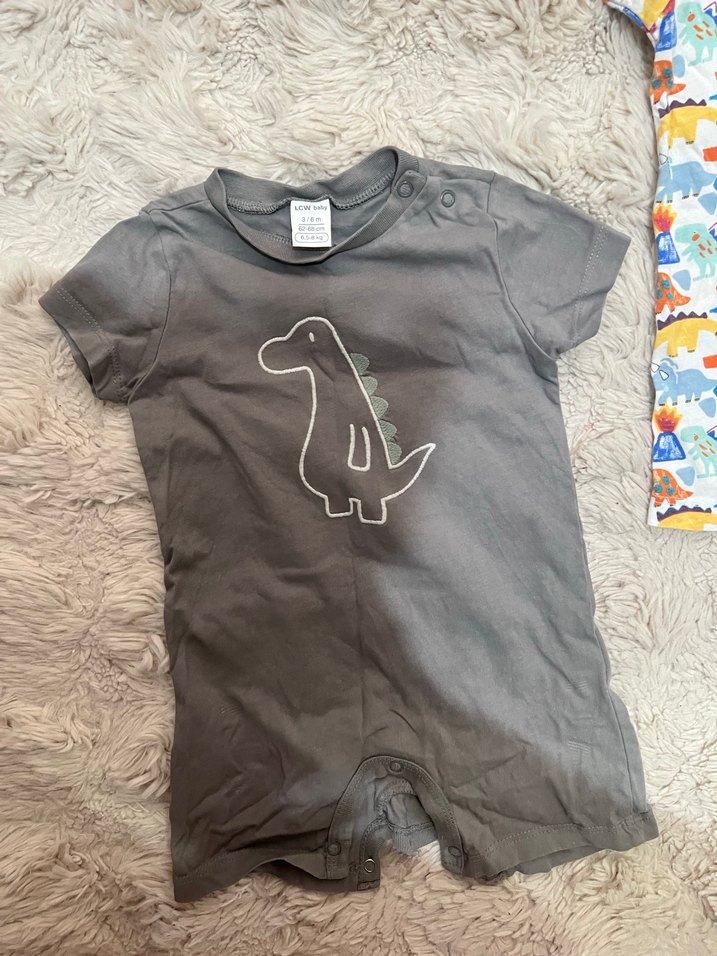 Gri Desenli Kısa Kollu Erkek Bebek Tulum - Görsel 3