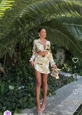 Zincir Detaylı Altın Renk Mini Elbise - Görsel 2