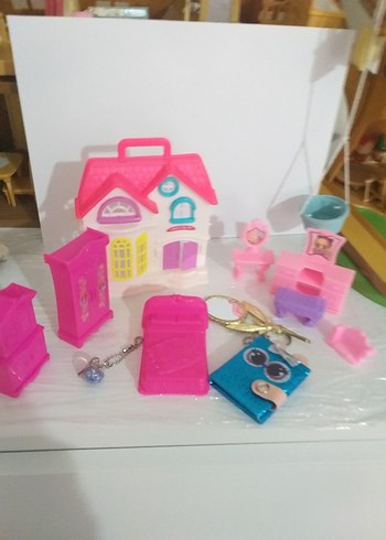 Renkli Pembe Minyatür Oyuncak Ev Seti - Görsel 2