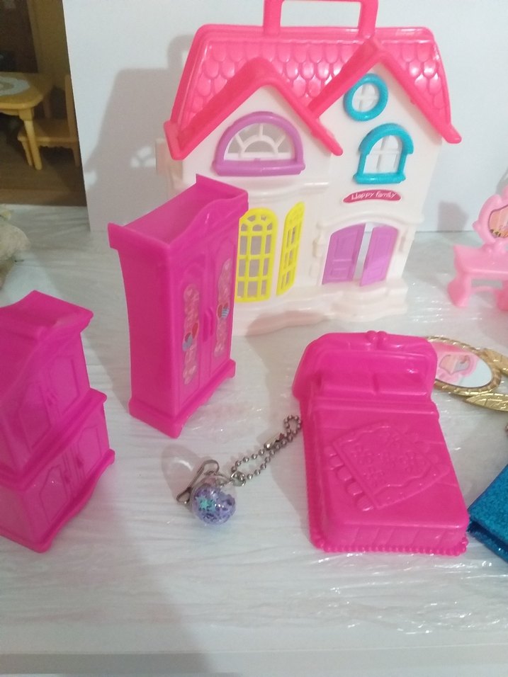 Renkli Pembe Minyatür Oyuncak Ev Seti - Görsel 4