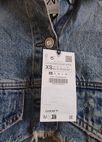 xs Beden Zara kot ceket 