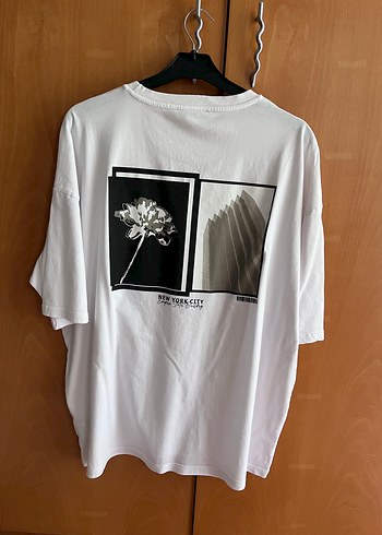 l Beden Beyaz Oversize Basic erkek Tişört