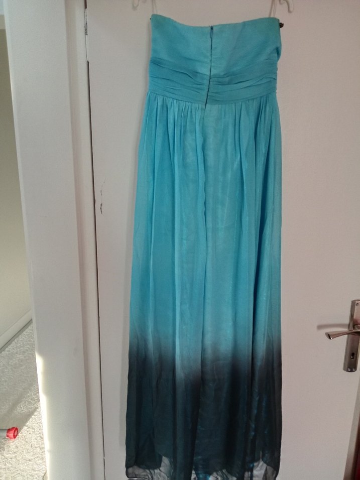 Bohem Tarzı Uzun Drapeli Straplez Elbise - Görsel 2