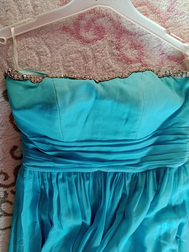 Bohem Tarzı Uzun Drapeli Straplez Elbise - Görsel 3