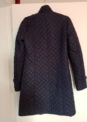 Düğmeli Siyah Midi Kadın Mont - Görsel 3