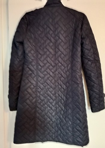 Düğmeli Siyah Midi Kadın Mont - Görsel 4