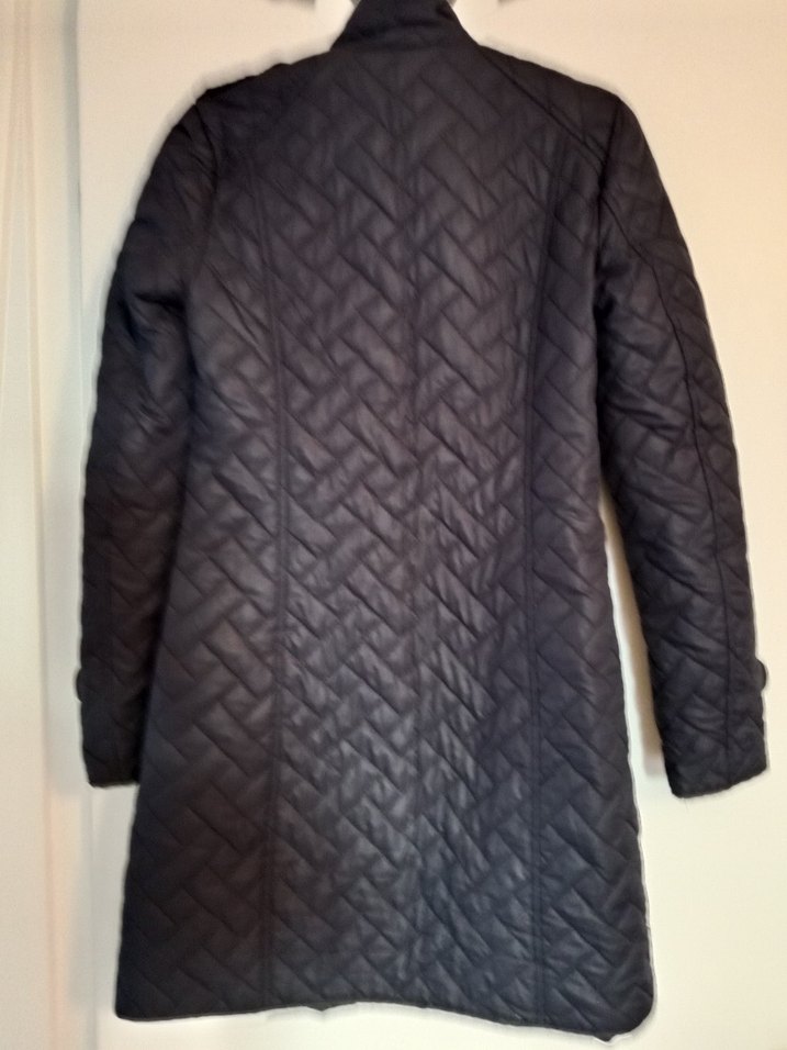 Düğmeli Siyah Midi Kadın Mont - Görsel 4