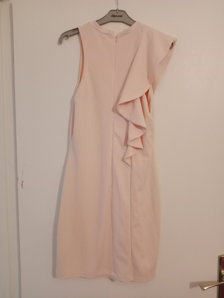 Pembe Fırfırlı Midi Abiye Elbise - Görsel 2