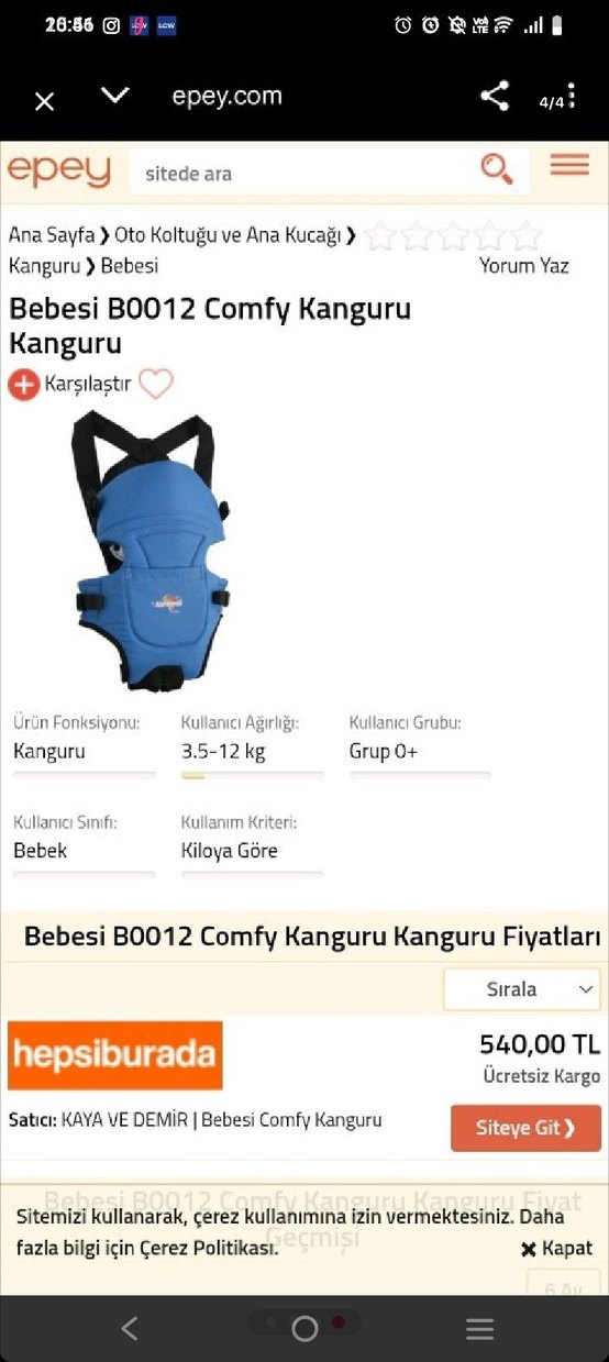 Koyu Mavi Bebek Taşıyıcı - Görsel 4